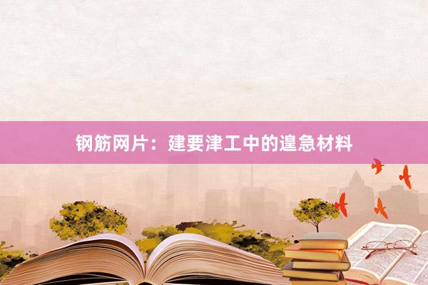 钢筋网片：建要津工中的遑急材料